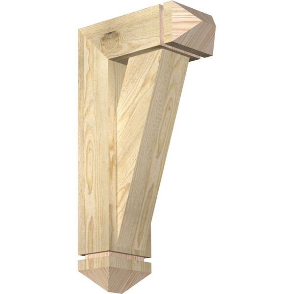 Ekena Millwork Traditional Arts and Crafts Rough Sawn Bracket w/ Offset Brace, Douglas Fir, 6"W x 14"D x 26"H BKT0604X14X26TRA03RDF - main